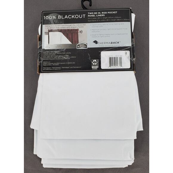 Eclipse Absolute Zero 100% Blackout Liner Panels White 27" x 80" Set Of 2 New - Picture 2 of 5